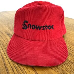 Vintage‎ Snowshoe Mountain Ski Resort Red Corduroy Snapback Hat O/S